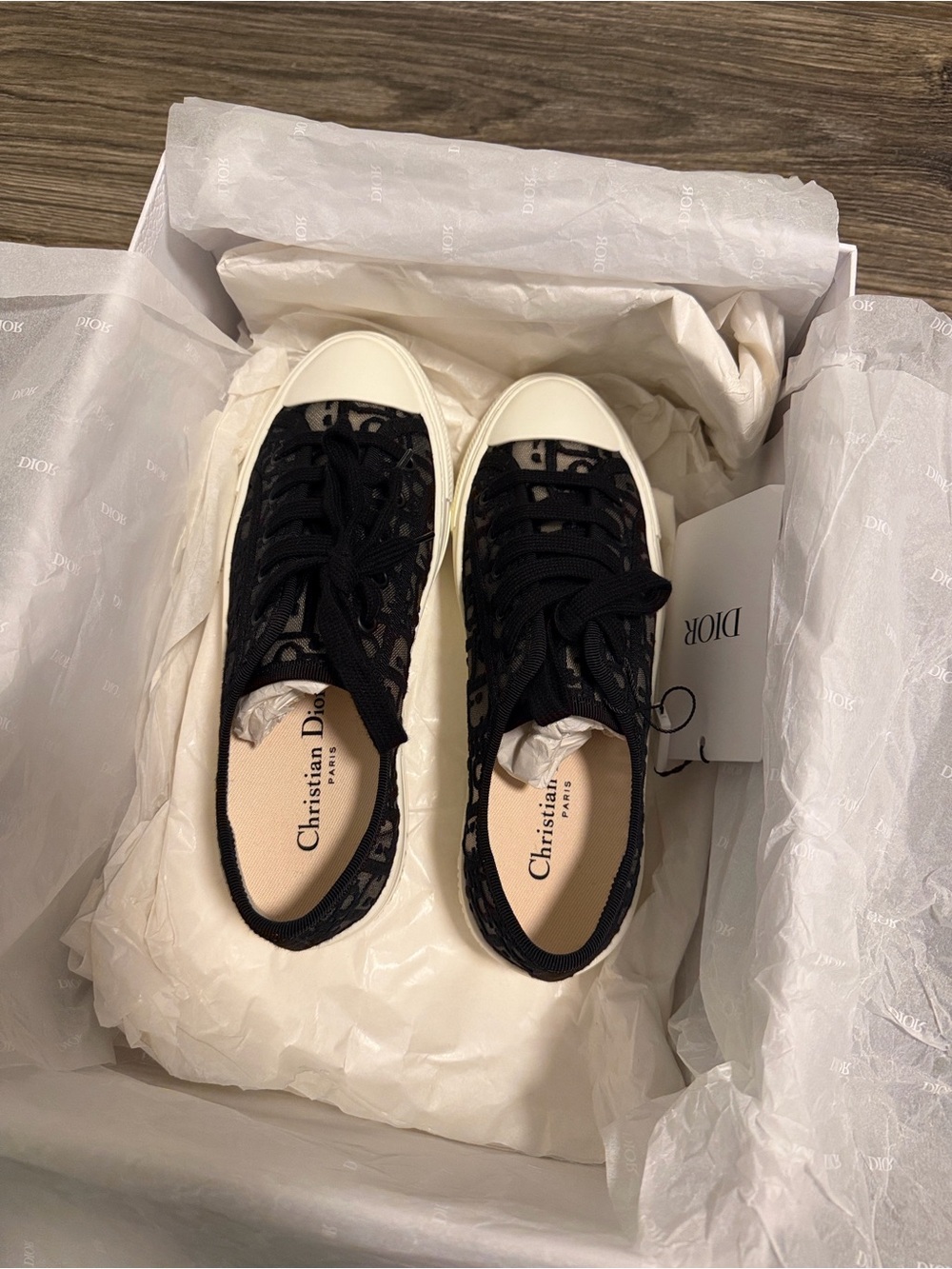 Dior Black Mesh Logo Low-Top Sneakers
